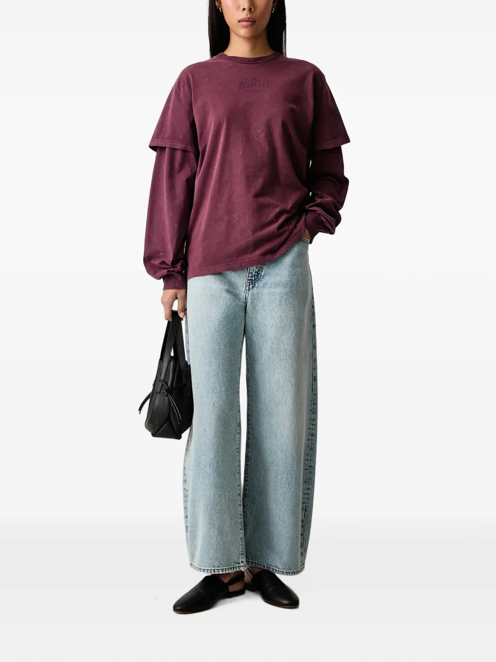 GANNI Sweater met dubbele mouwen Rood
