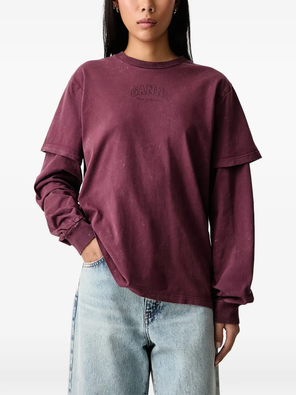 GANNI double-sleeve sweatshirt