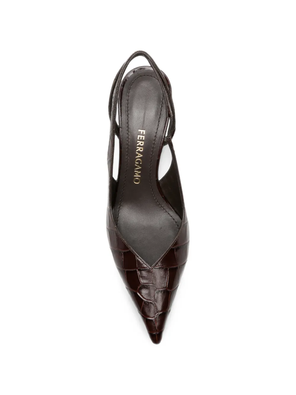 Ferragamo croc-effect slingback pumps Bruin