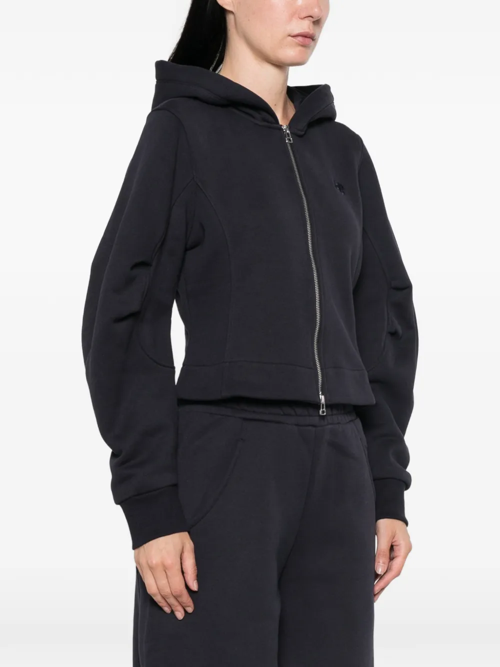 New Balance logo-embroidered zip-up hoodie Blauw