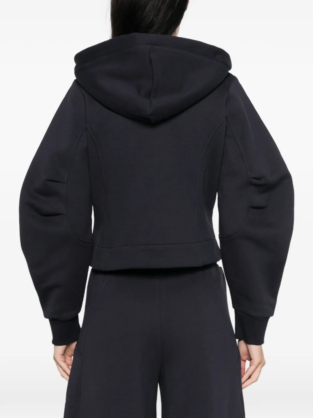 New Balance logo-embroidered zip-up hoodie Blauw