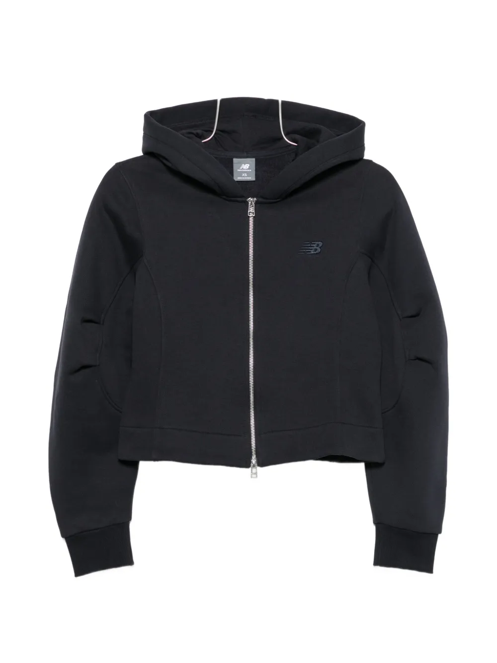 New Balance logo-embroidered zip-up hoodie Blauw