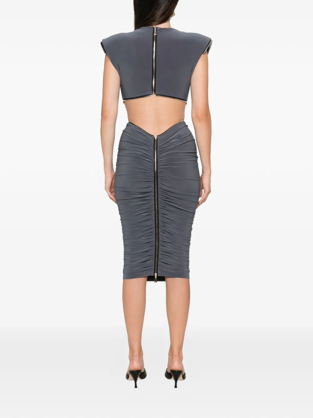 MITILIANE COUTURE Mini-jurk met uitgesneden details en rits Grijs