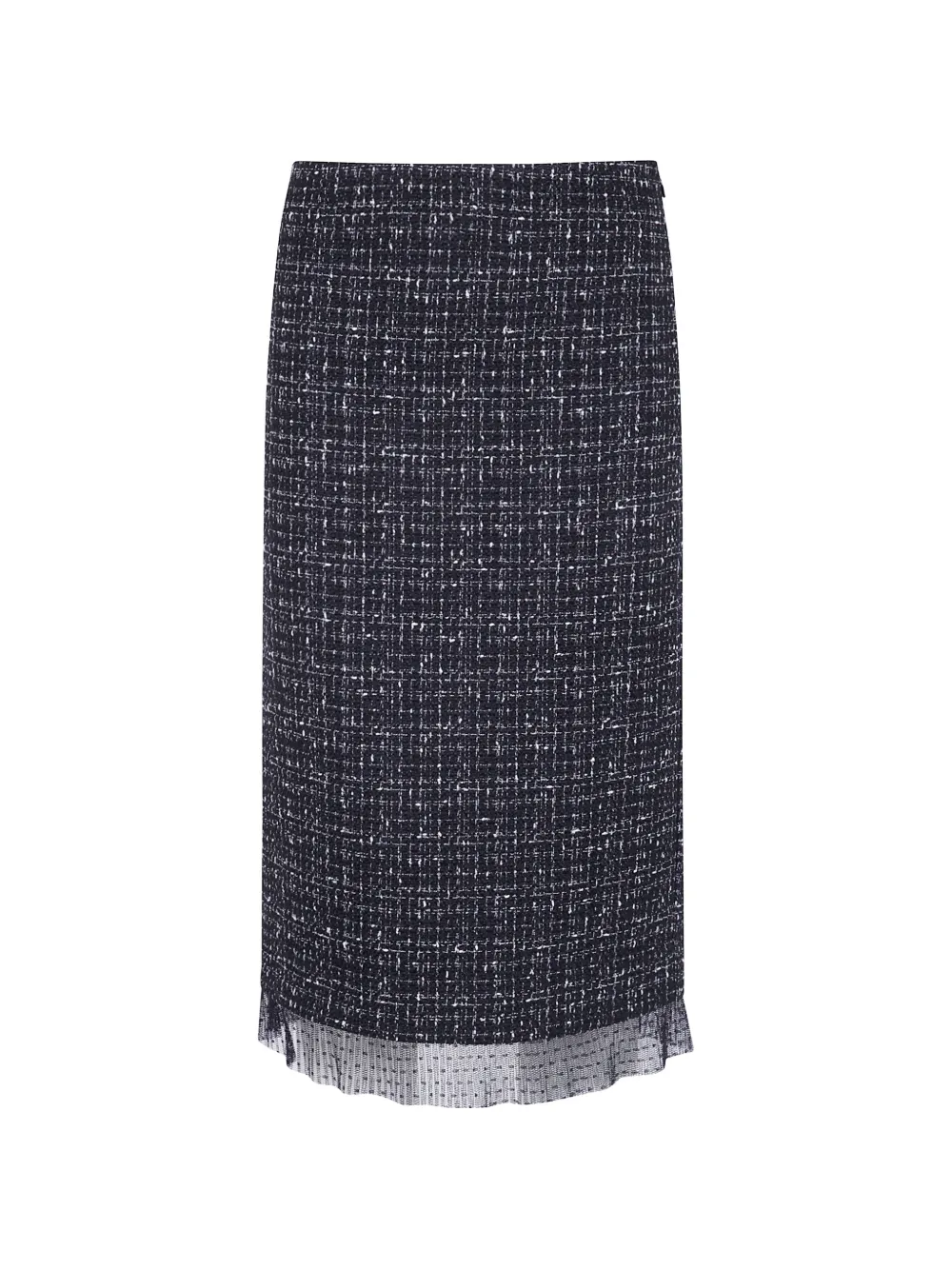 TWINSET bouclé tulle-trim skirt - Nero
