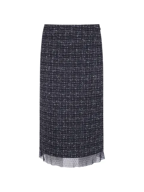 TWINSET bouclé tulle-trim skirt
