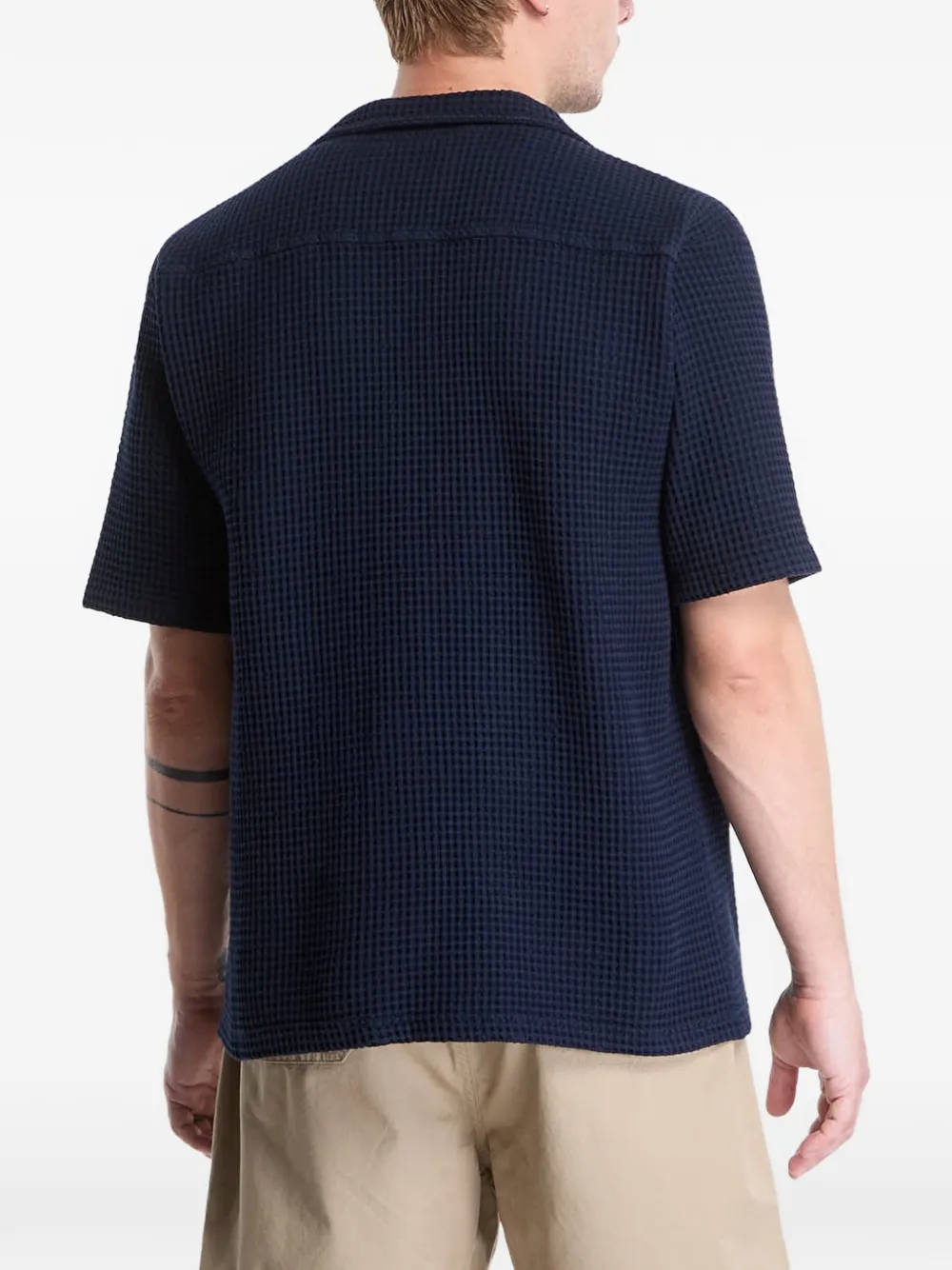 MC2 Saint Barth Wafelgebreid overhemd met geborduurd logo Blauw
