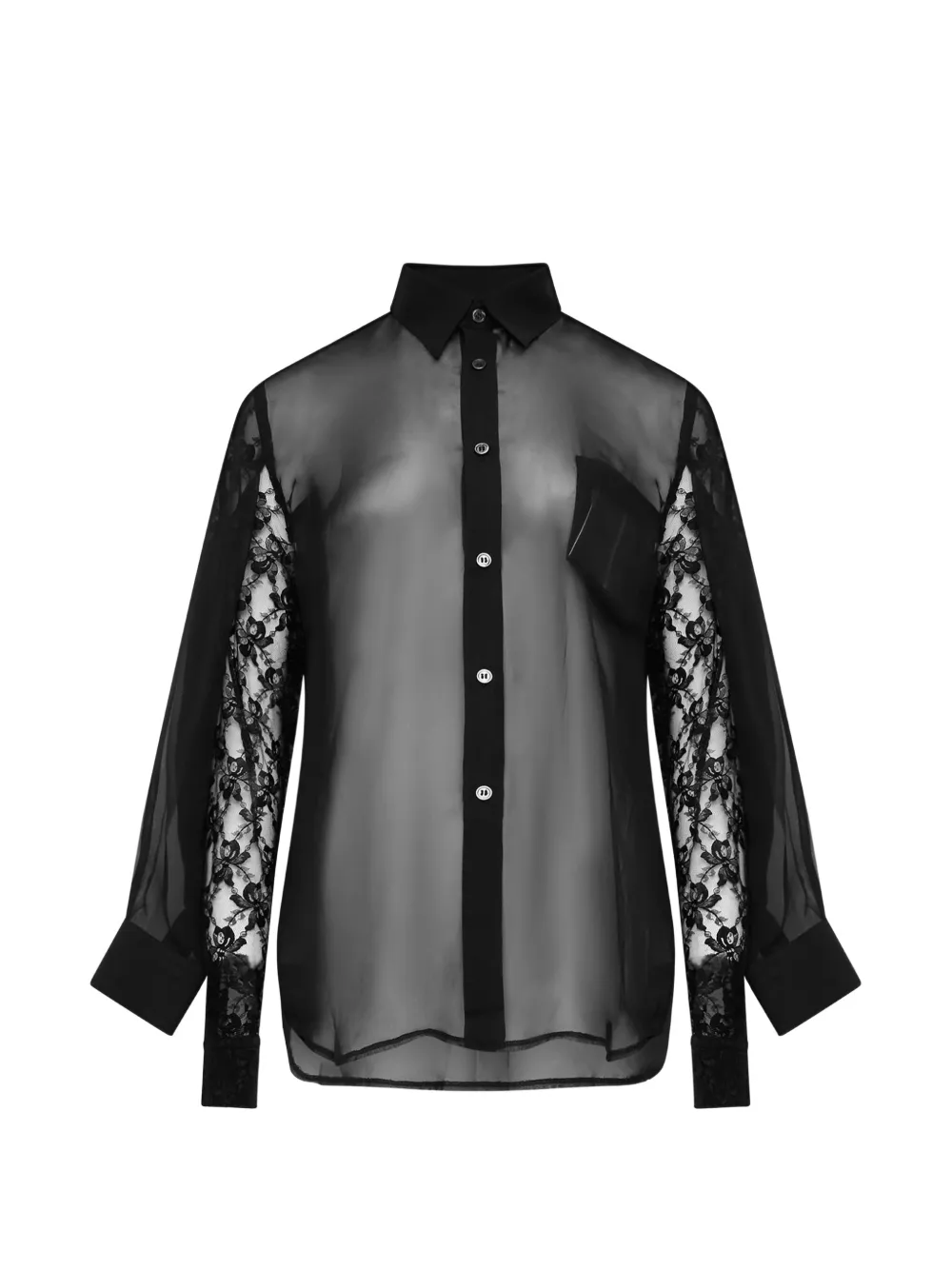 Comme Des Garçons sheer lace-panel shirt - Schwarz
