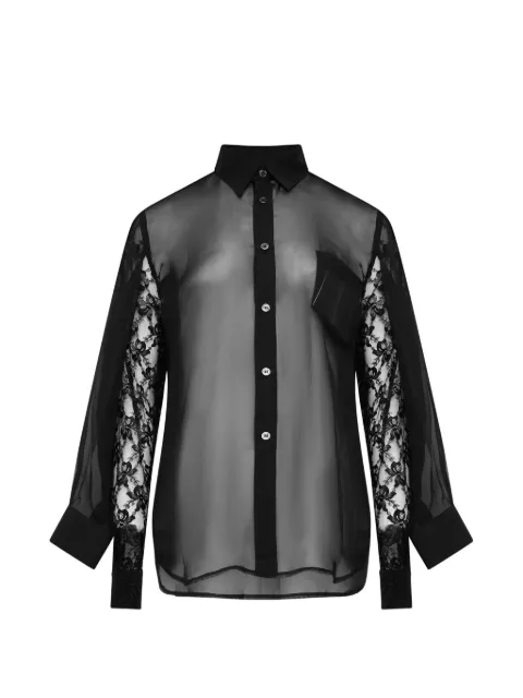 Comme Des Garçons sheer lace-panel shirt