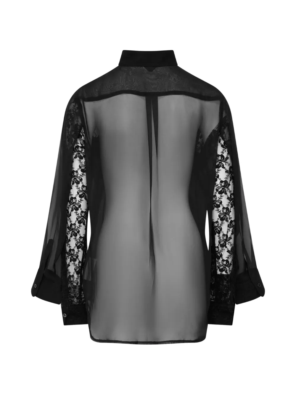 Comme Des Garçons sheer lace-panel shirt Zwart