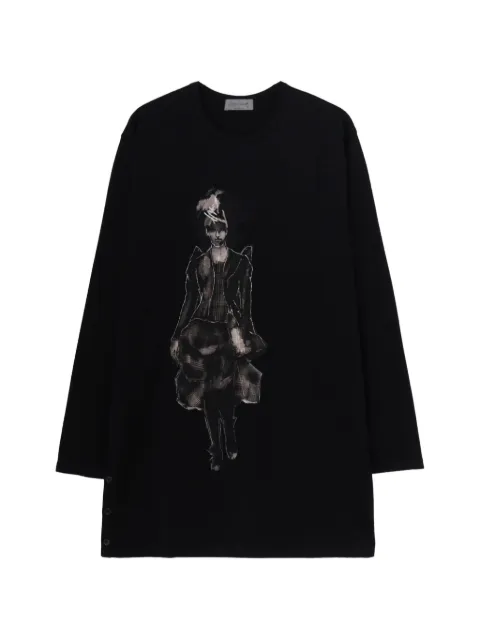 Yohji Yamamoto graphic-print side-slit T-shirt