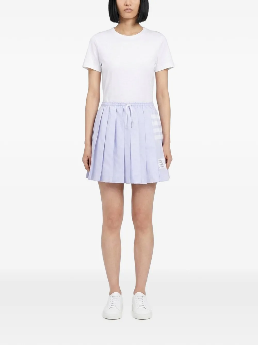Thom Browne Mini-plooirok met trekkoord en vier strepen Blauw