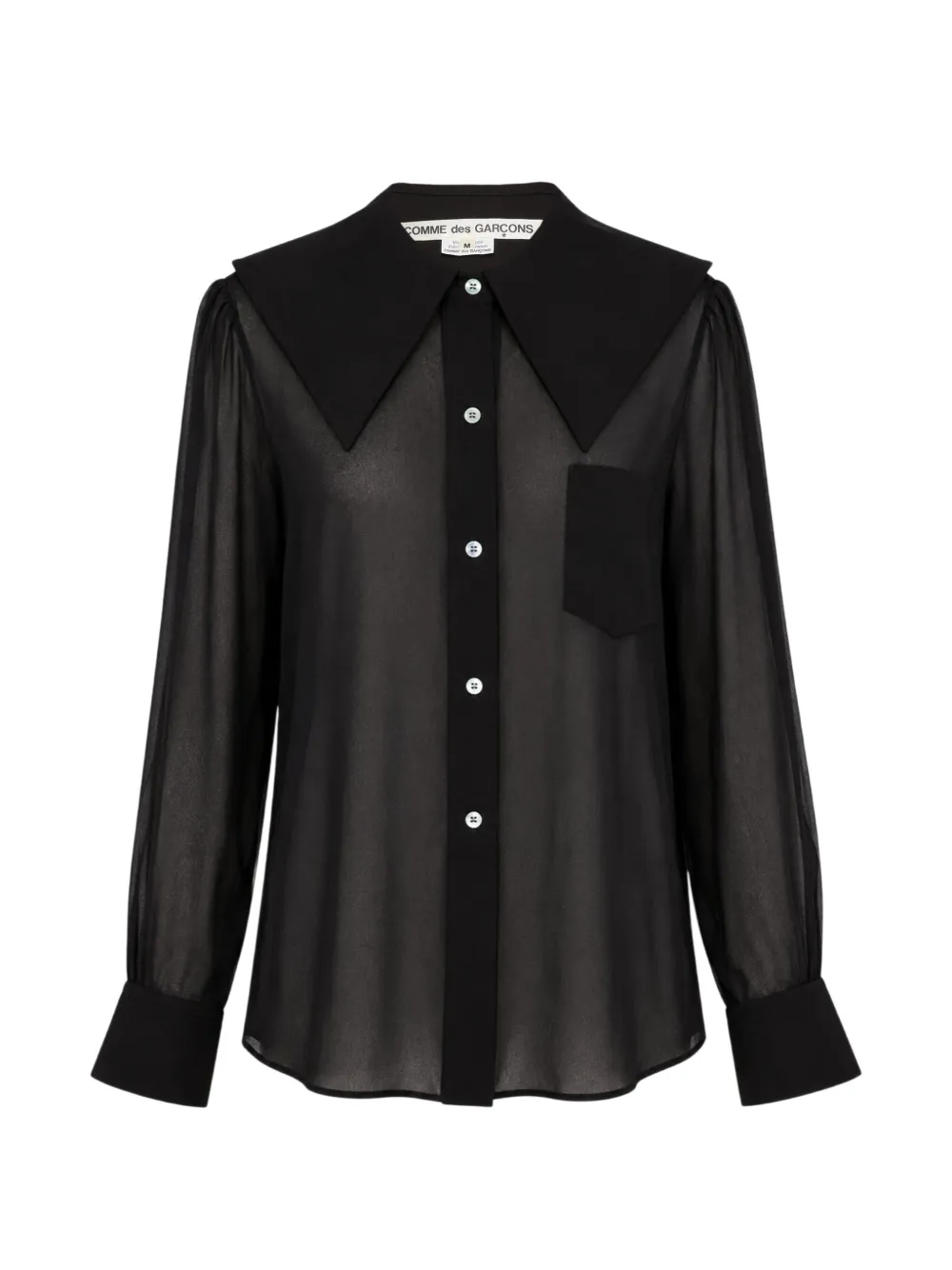 Comme Des Garçons sheer oversized-collar blouse - Nero