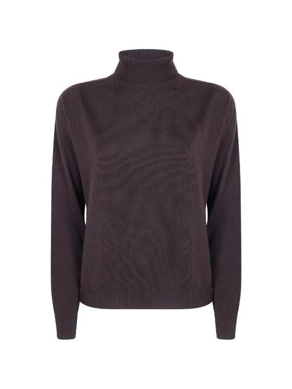 Drumohr Roll-neck Wool Sweater in Brown