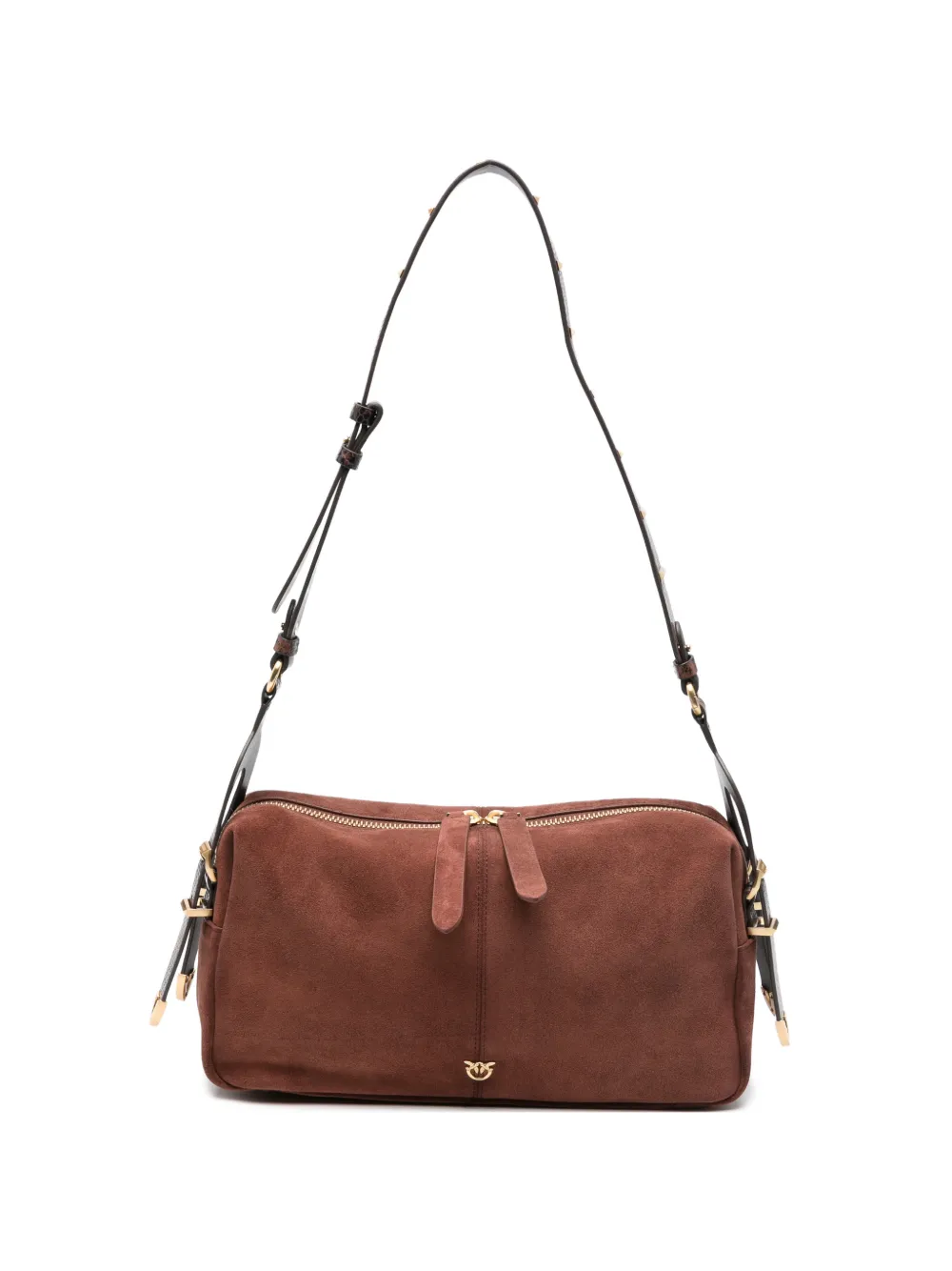 PINKO suede snake-effect shoulder bag - Braun