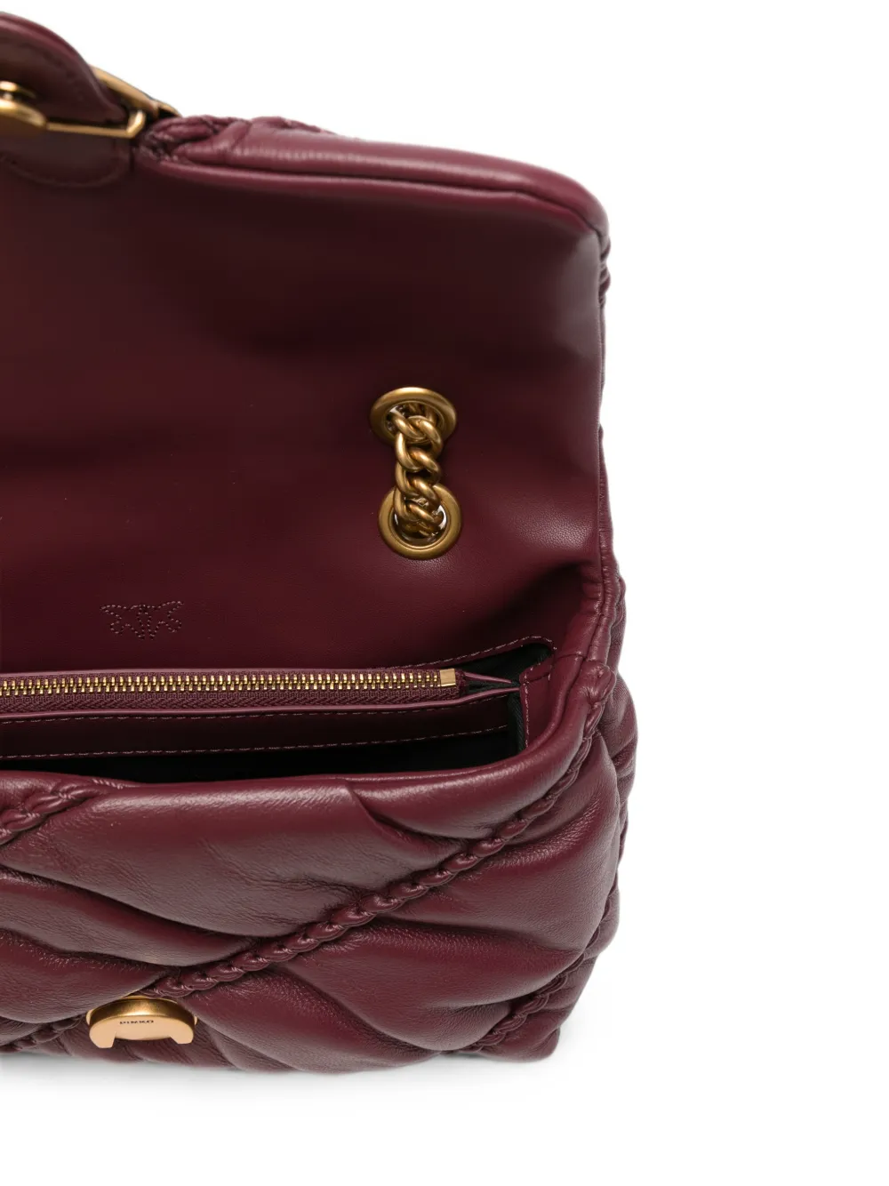 PINKO Kleine Love Birds gewatteerde leren schoudertas Rood