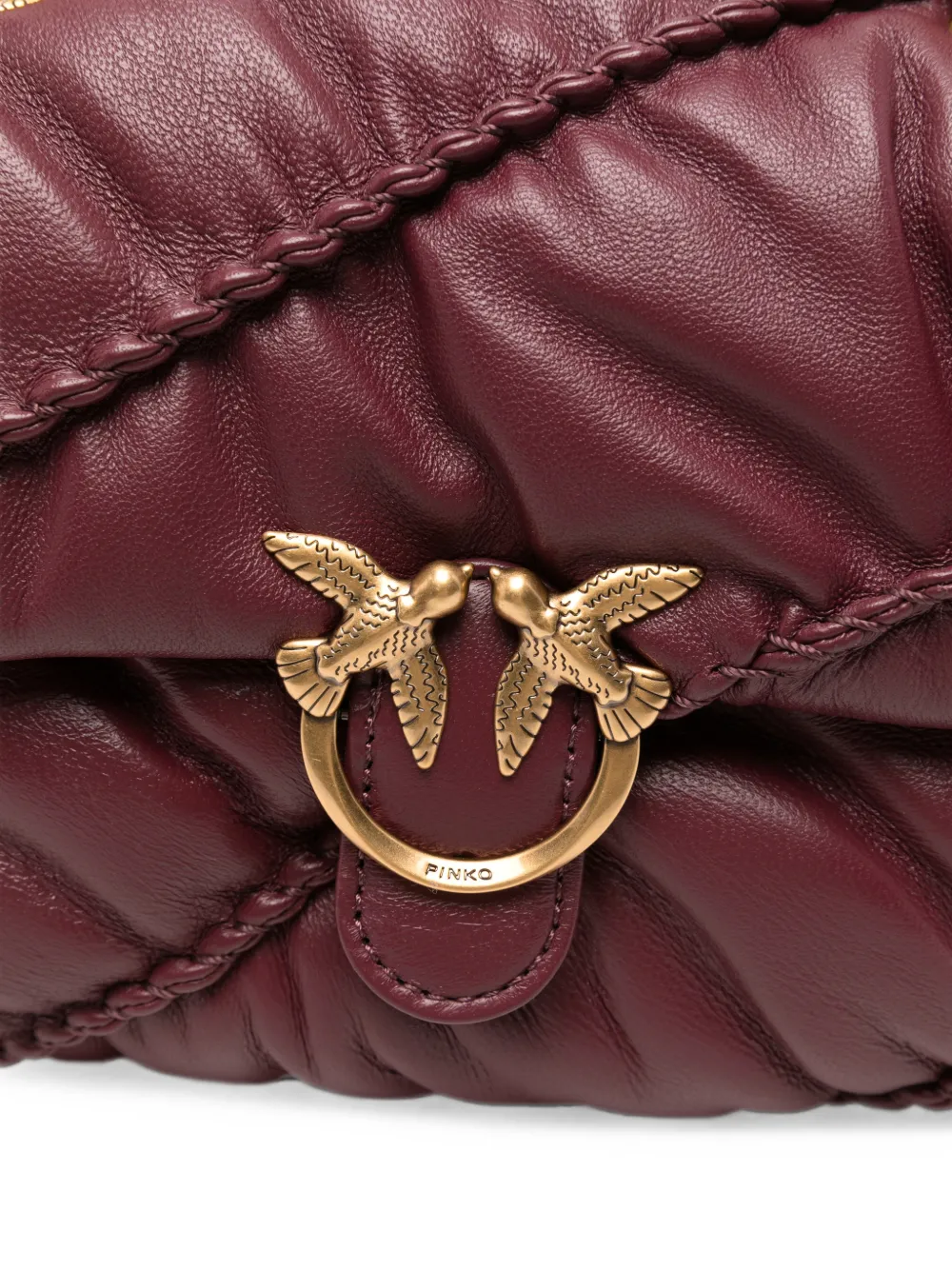 PINKO Kleine Love Birds gewatteerde leren schoudertas Rood
