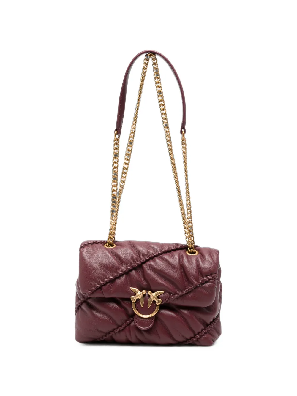 PINKO mini Love Birds quilted leather shoulder bag - Rosso