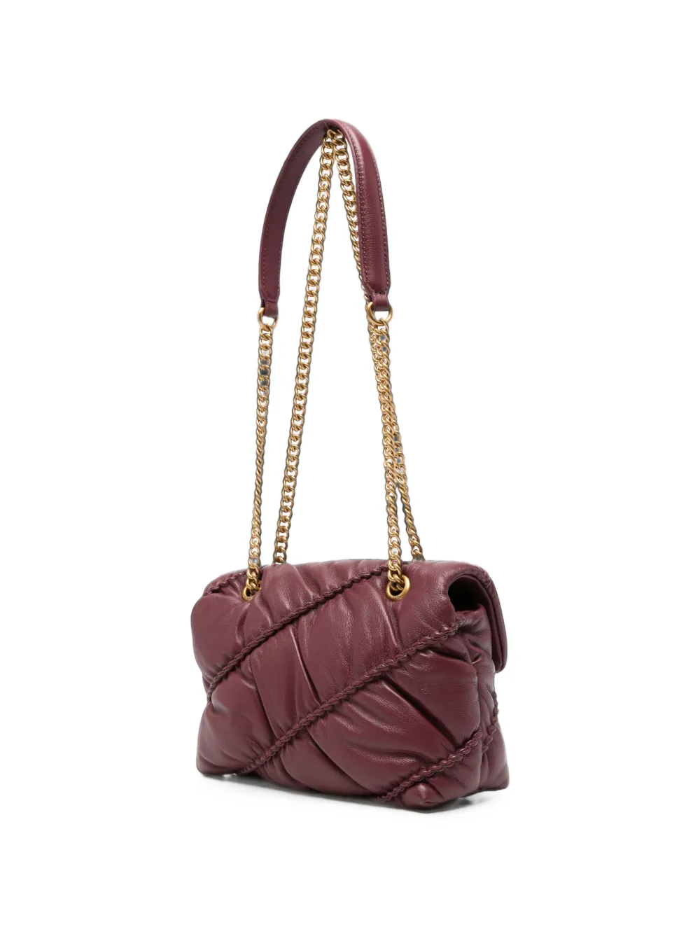 PINKO Kleine Love Birds gewatteerde leren schoudertas Rood