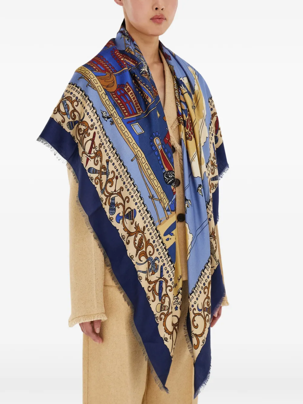 Ferragamo Palazzo Spini-Feroni sjaal met print Blauw