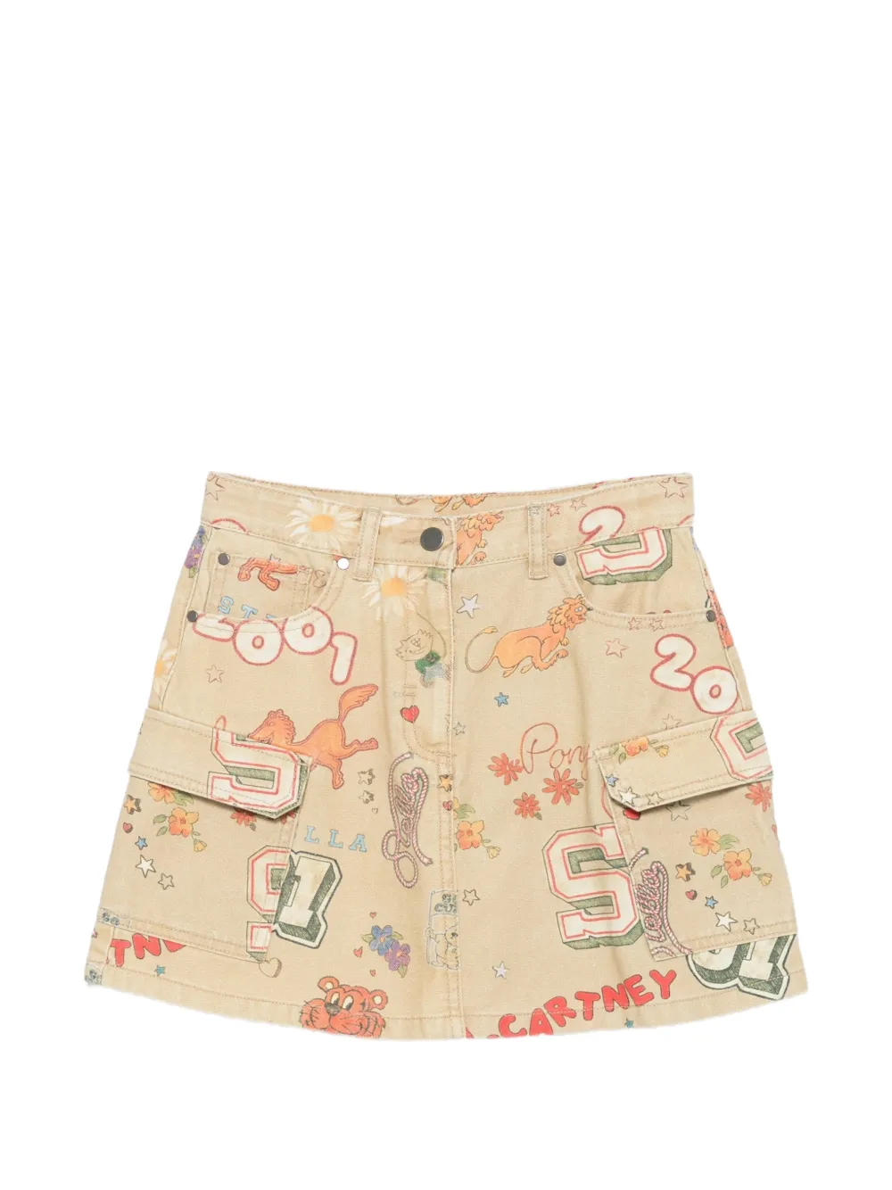 Stella McCartney Kids graphic-print cargo skirt - Toni neutri