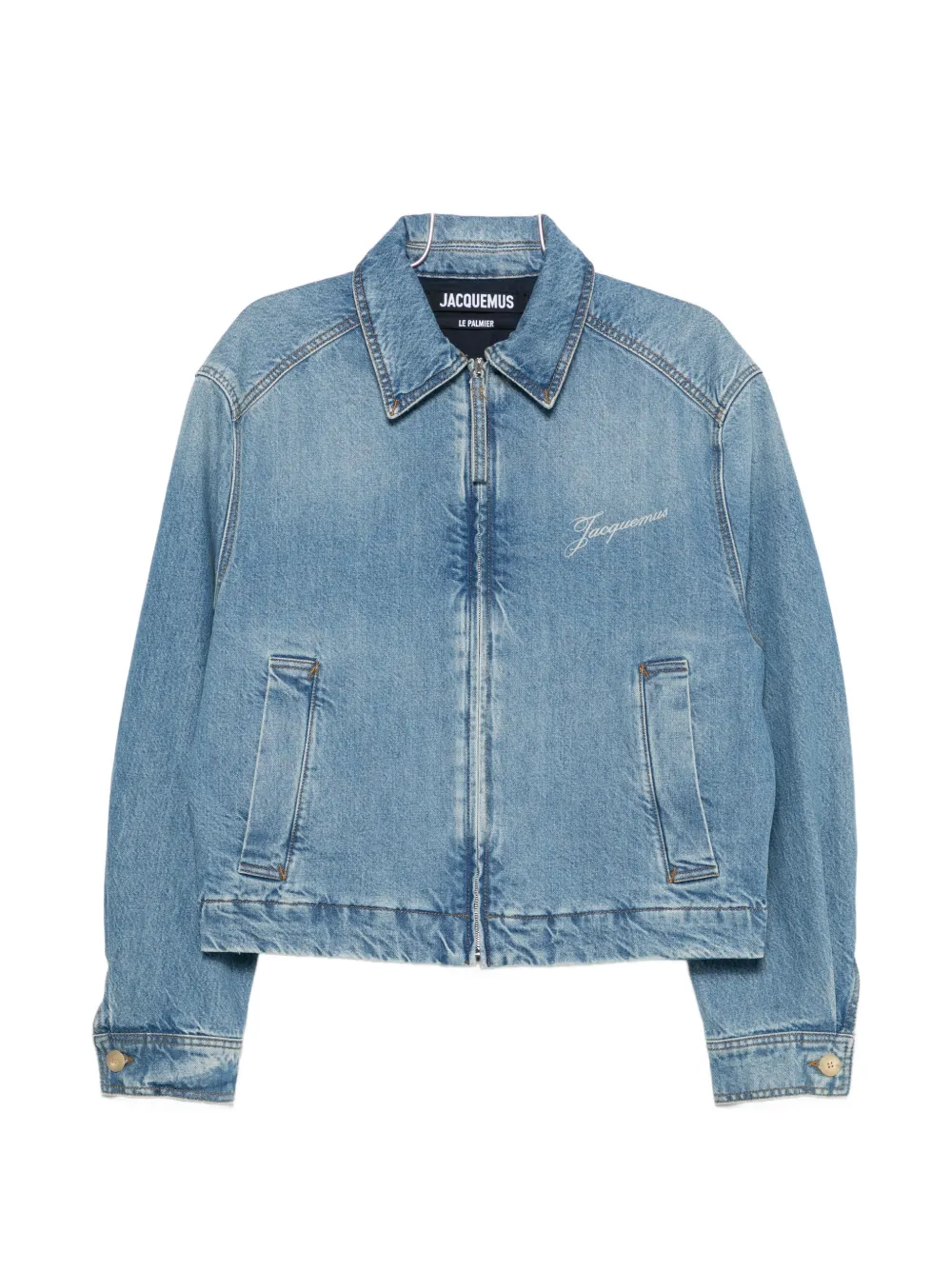Jacquemus logo-embroidered denim jacket - Blu