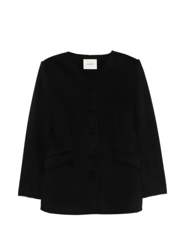Lisa Yang V-neck Single-breasted Coat in Black