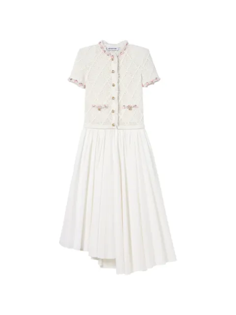 Self-Portrait fringe-trim pointelle-knit dress