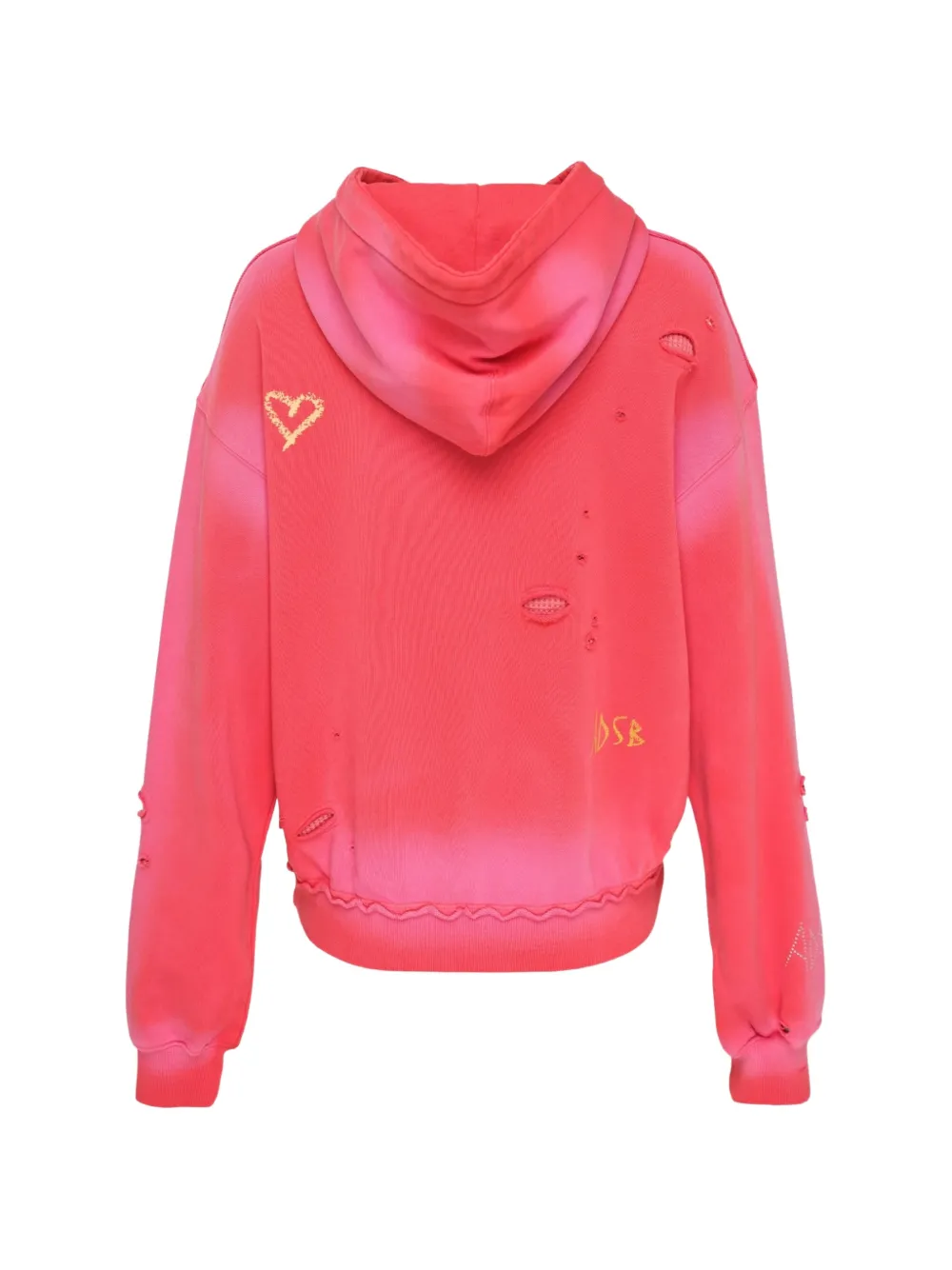 Andersson Bell Gerafelde hoodie met verwassen effect Rood