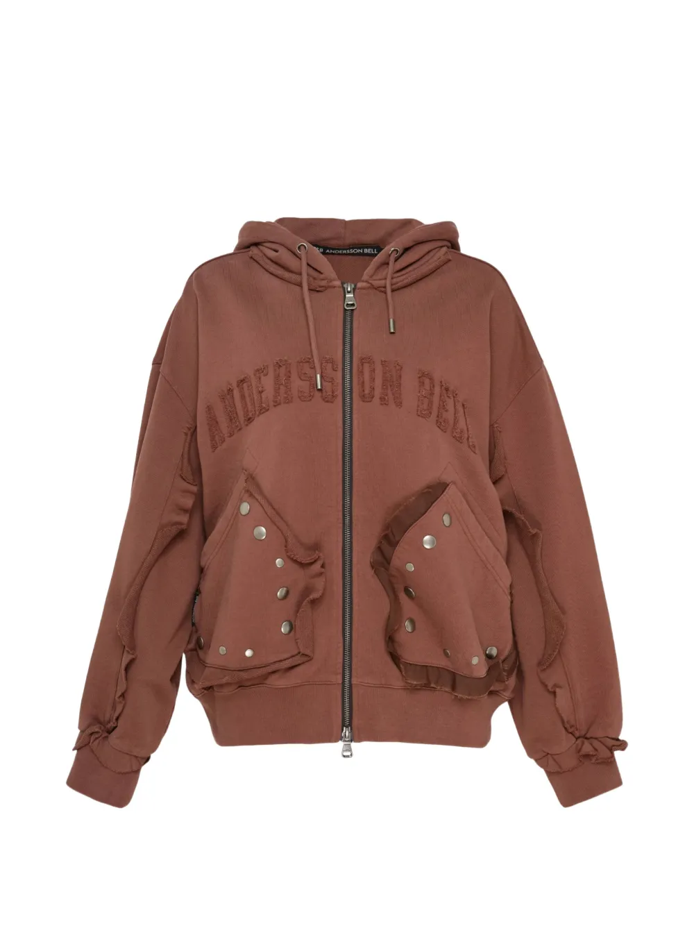 Andersson Bell raw-cut studded hoodie - Braun