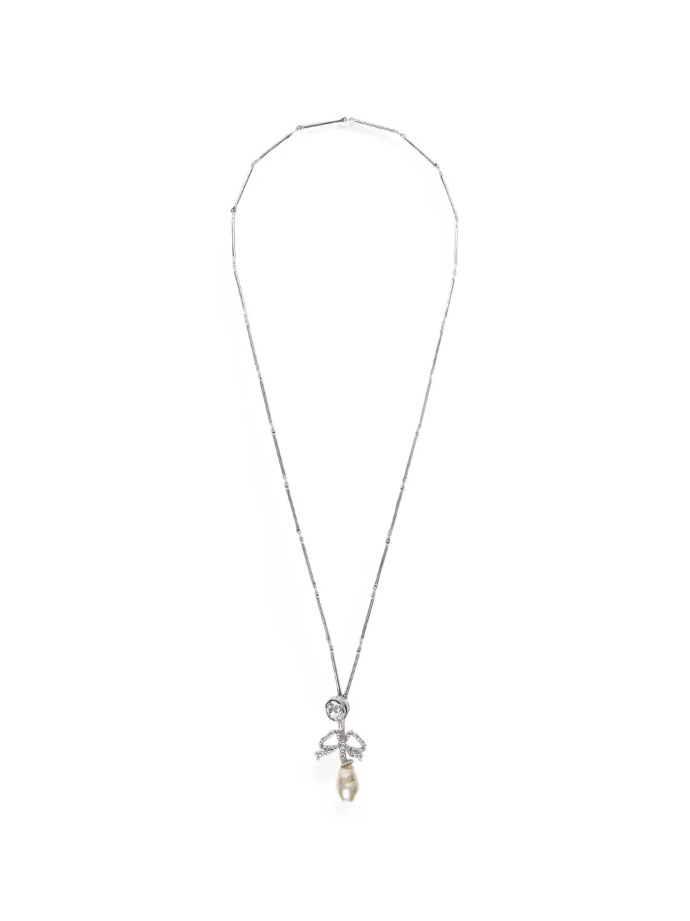 Nº21 pearl-bow pendant necklace - Silber