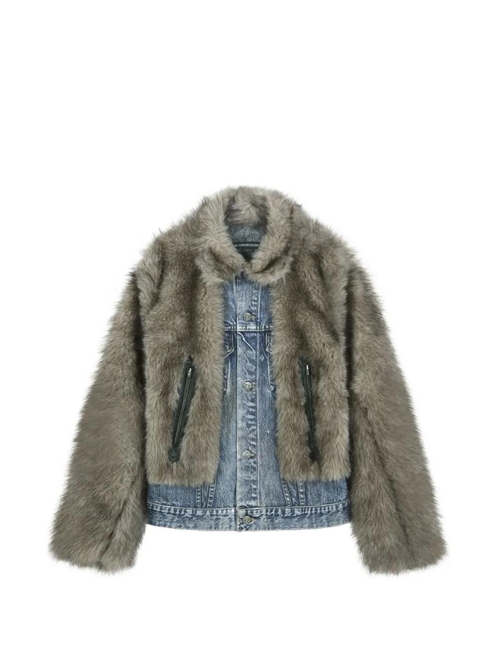 Andersson Bell faux-fur denim jacket - Grau