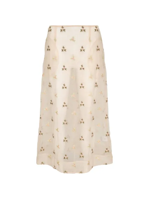 Simone Rocha Rosebud embroidered tulle midi skirt