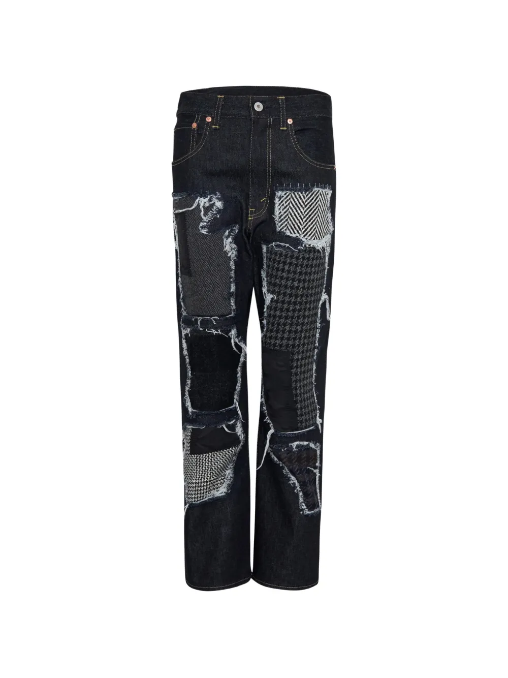 Junya Watanabe patchwork-design jeans - Blau