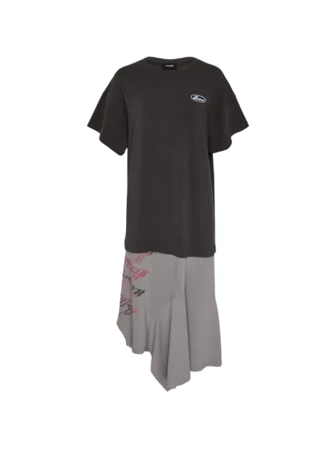 We11done logo-print layered midi dress