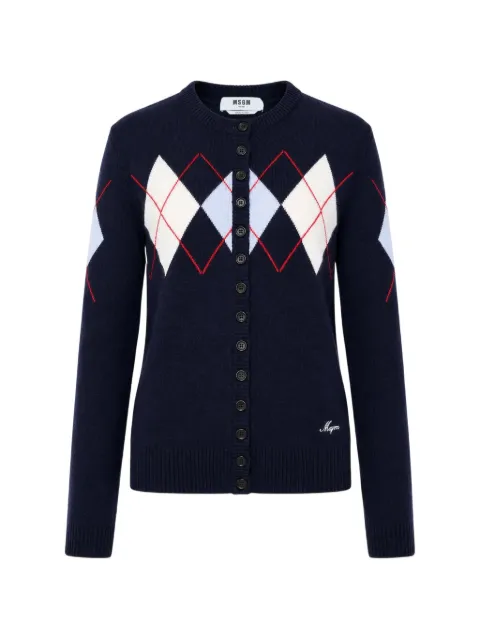 MSGM argyle crew-neck cardigan
