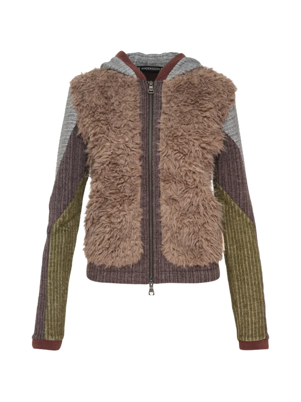 Andersson Bell colour-blocked faux-fur hoodie - Braun