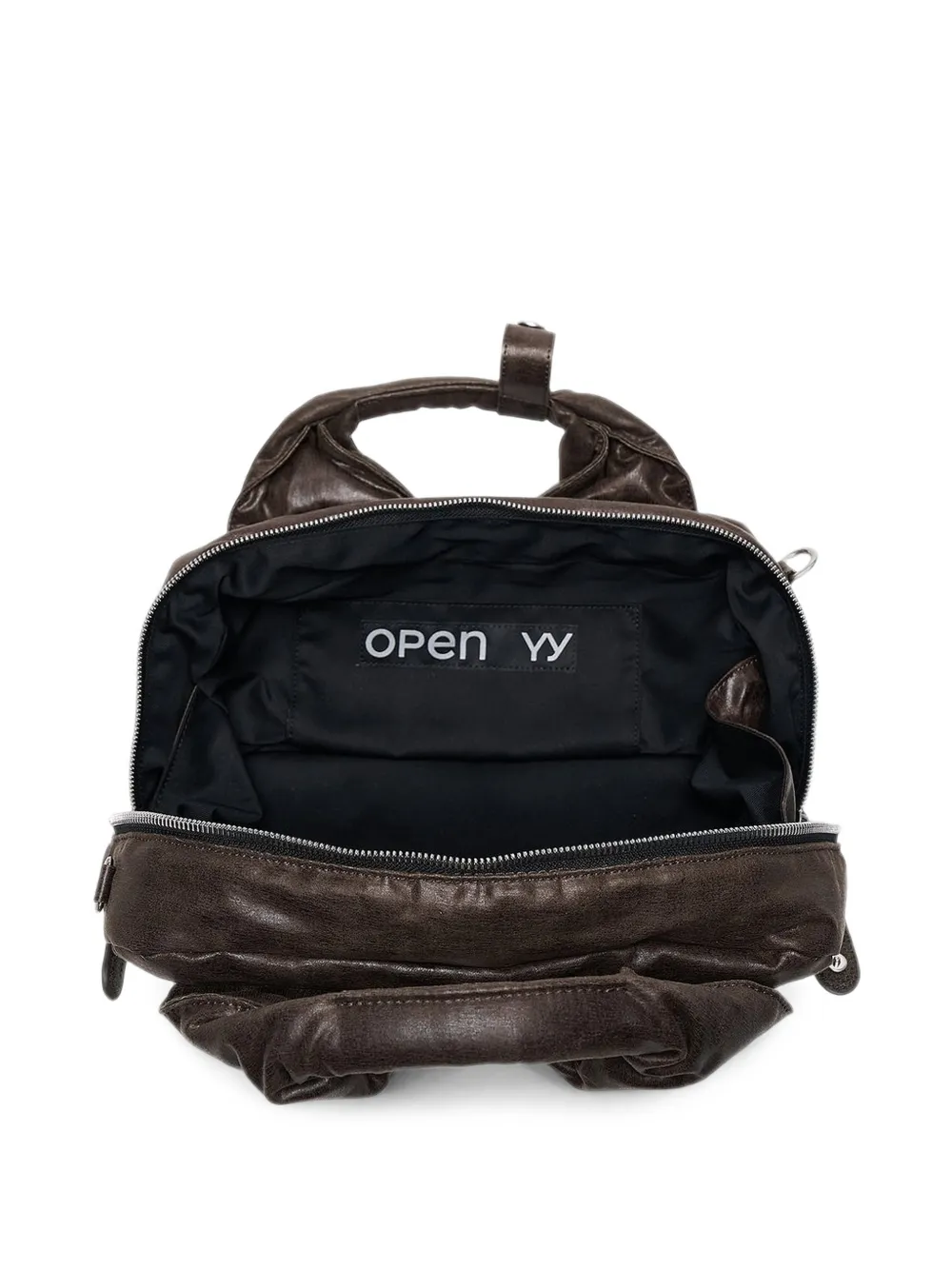 Open YY shopper met bandje van imitatiebont Bruin