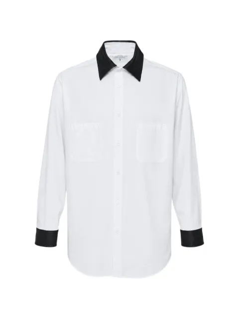 Yohji Yamamoto leather-trim long-sleeve shirt