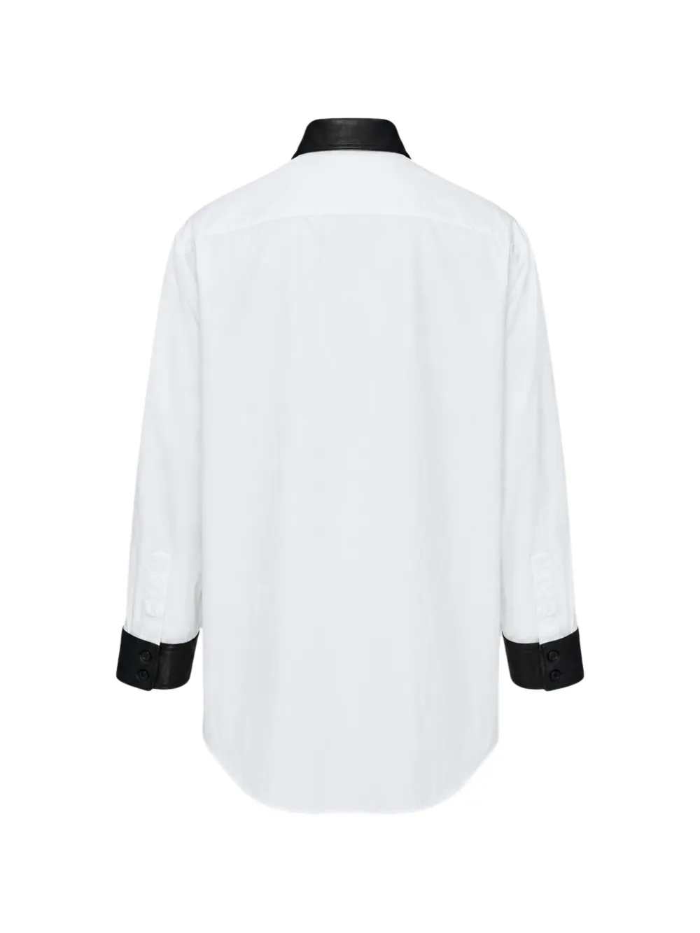 Yohji Yamamoto leather-trim long-sleeve shirt Wit