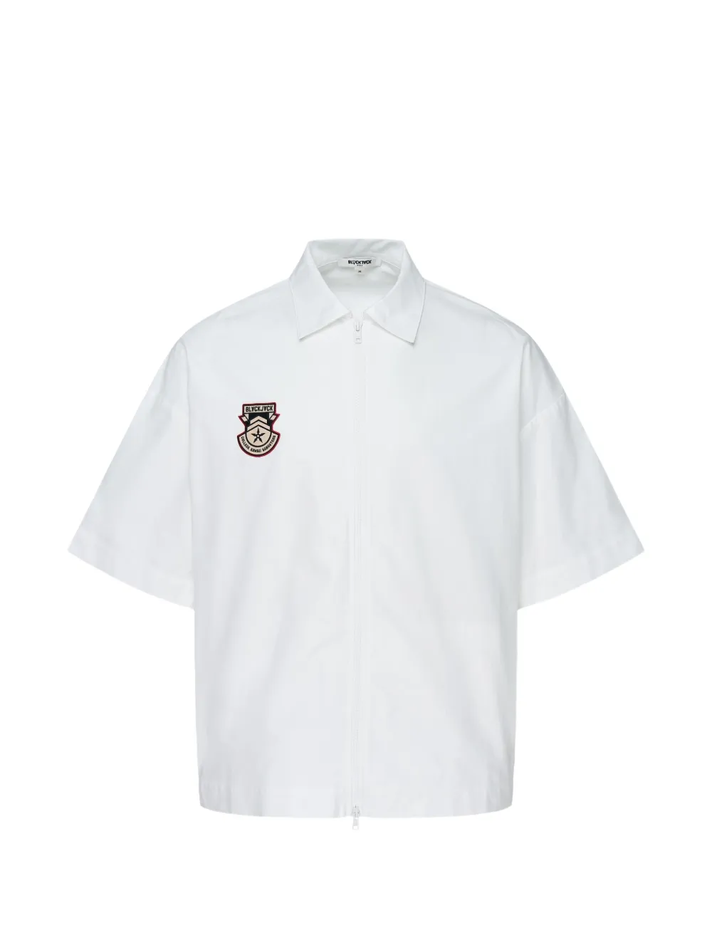 Blackjack Slacker logo-patch zip-up shirt - Weiß