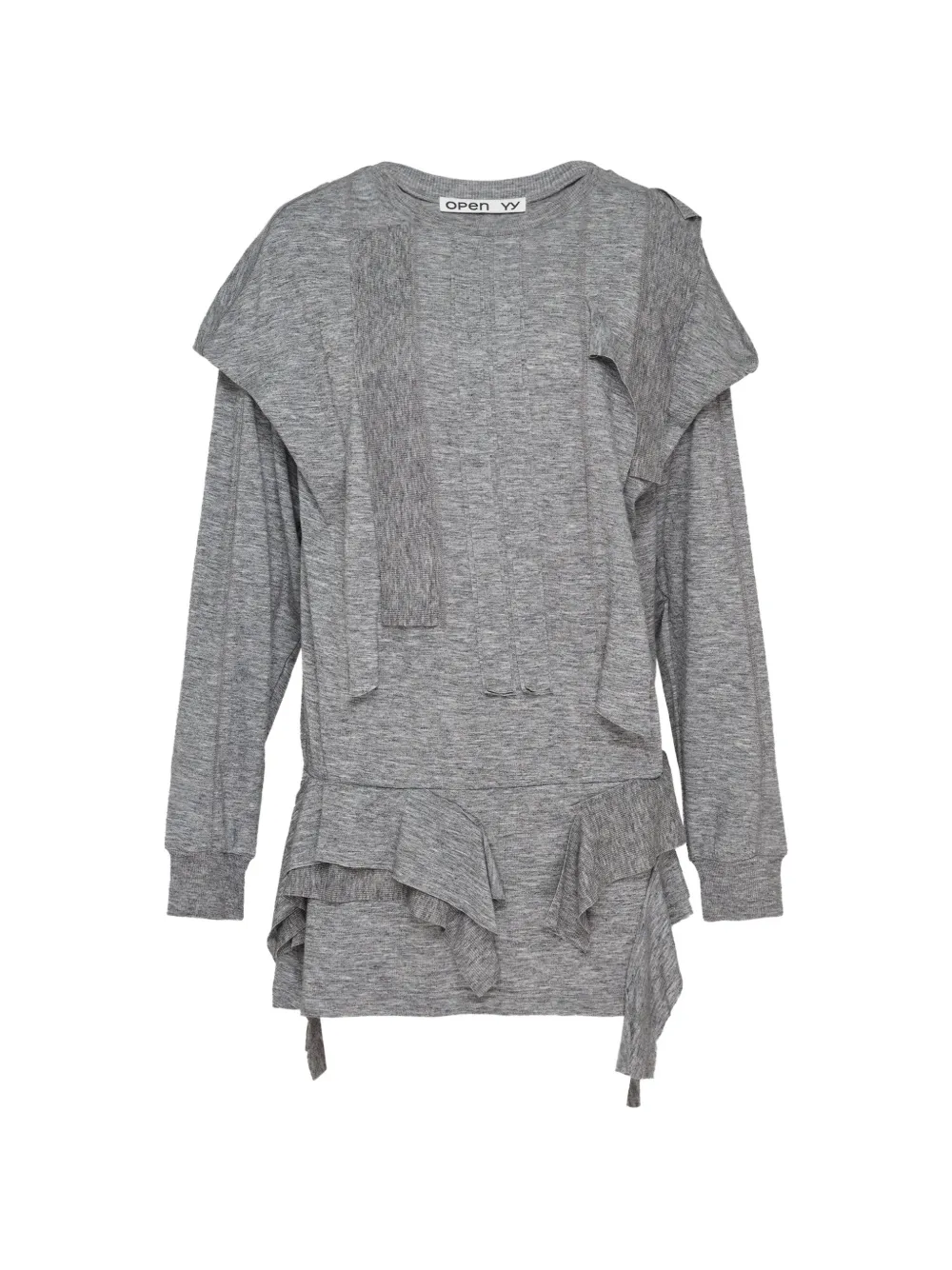 Open YY raw-cut ruffled top