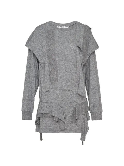 Open YY raw-cut ruffled top