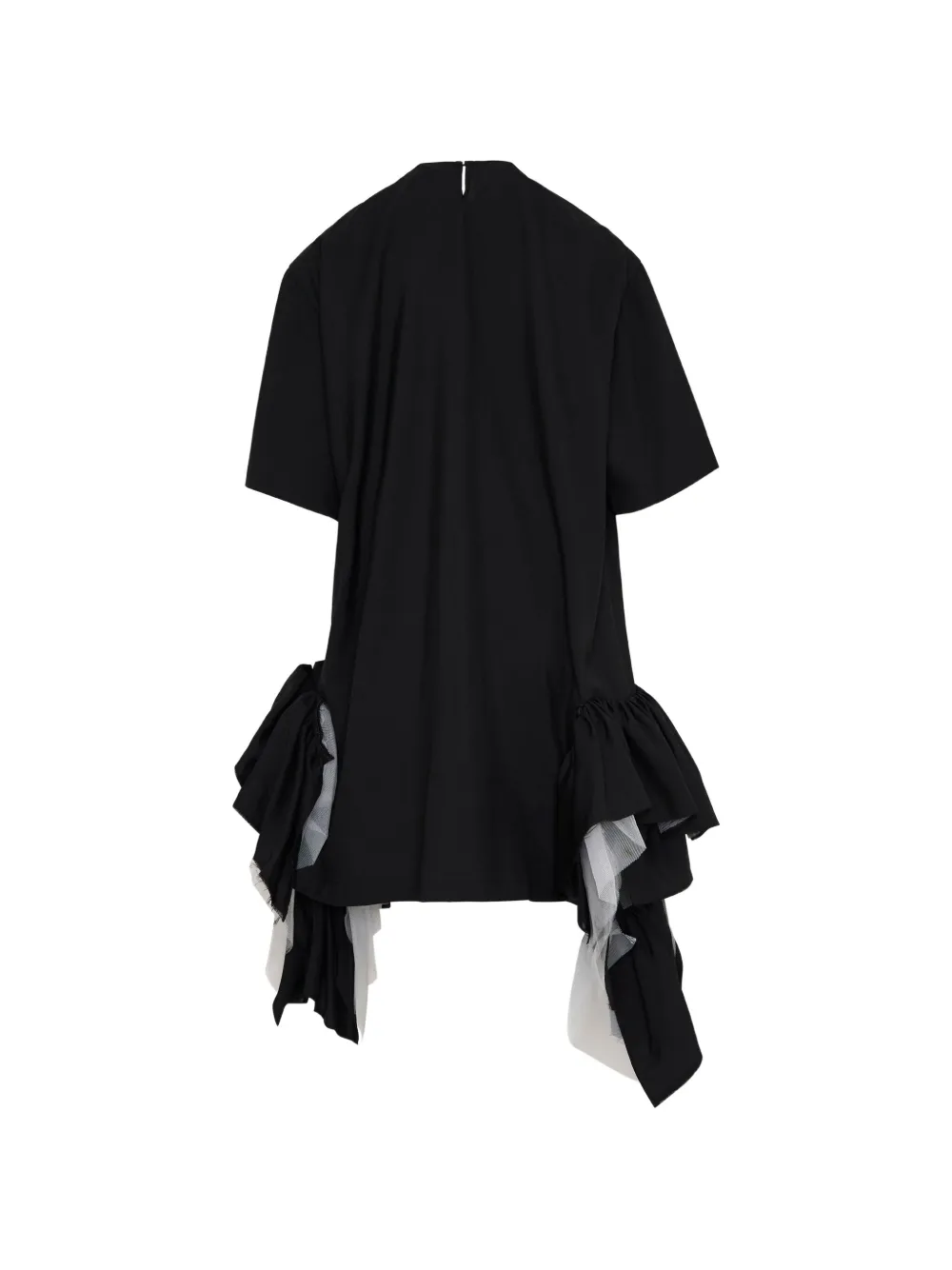 Junya Watanabe graphic-print ruffled mini dress Zwart