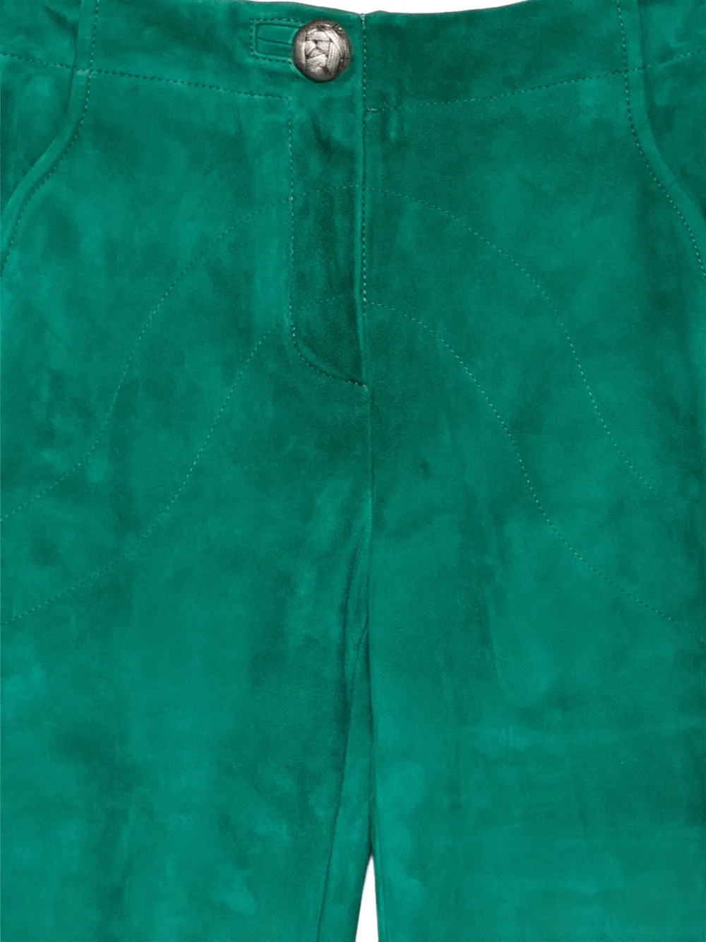 MITILIANE COUTURE Suède broek met barrelpijpen Groen