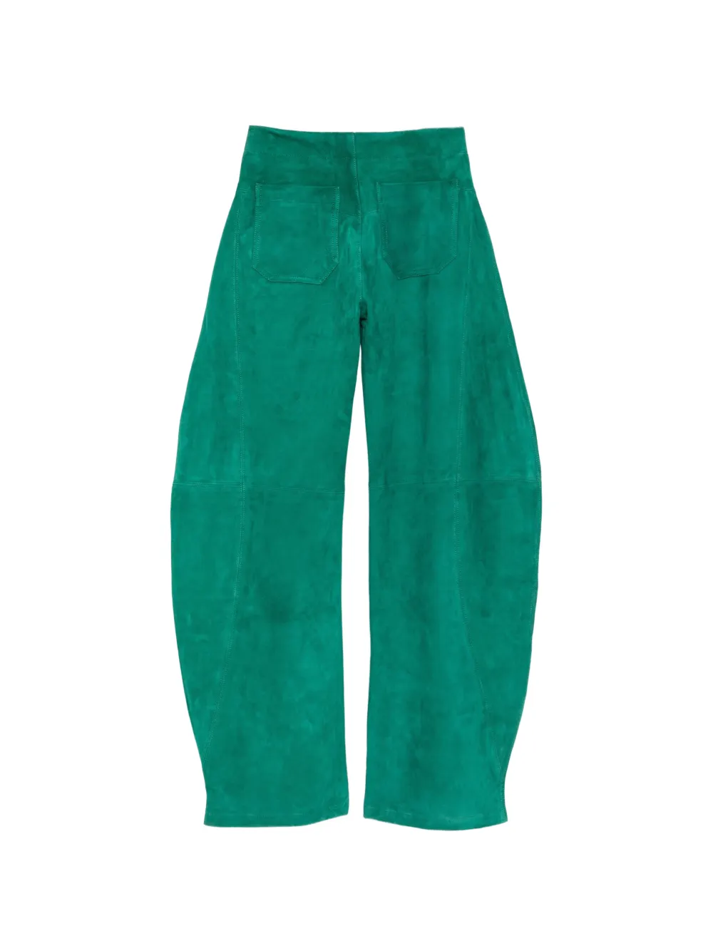 MITILIANE COUTURE Suède broek met barrelpijpen Groen