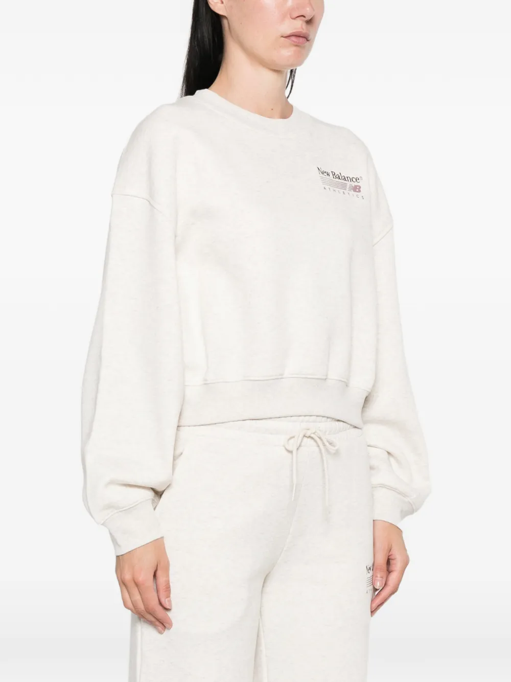 New Balance logo-print cropped sweater Beige