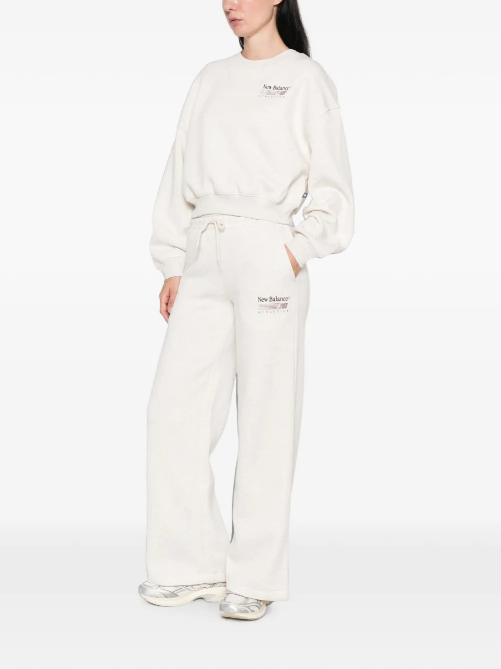 New Balance logo-print cropped sweater Beige