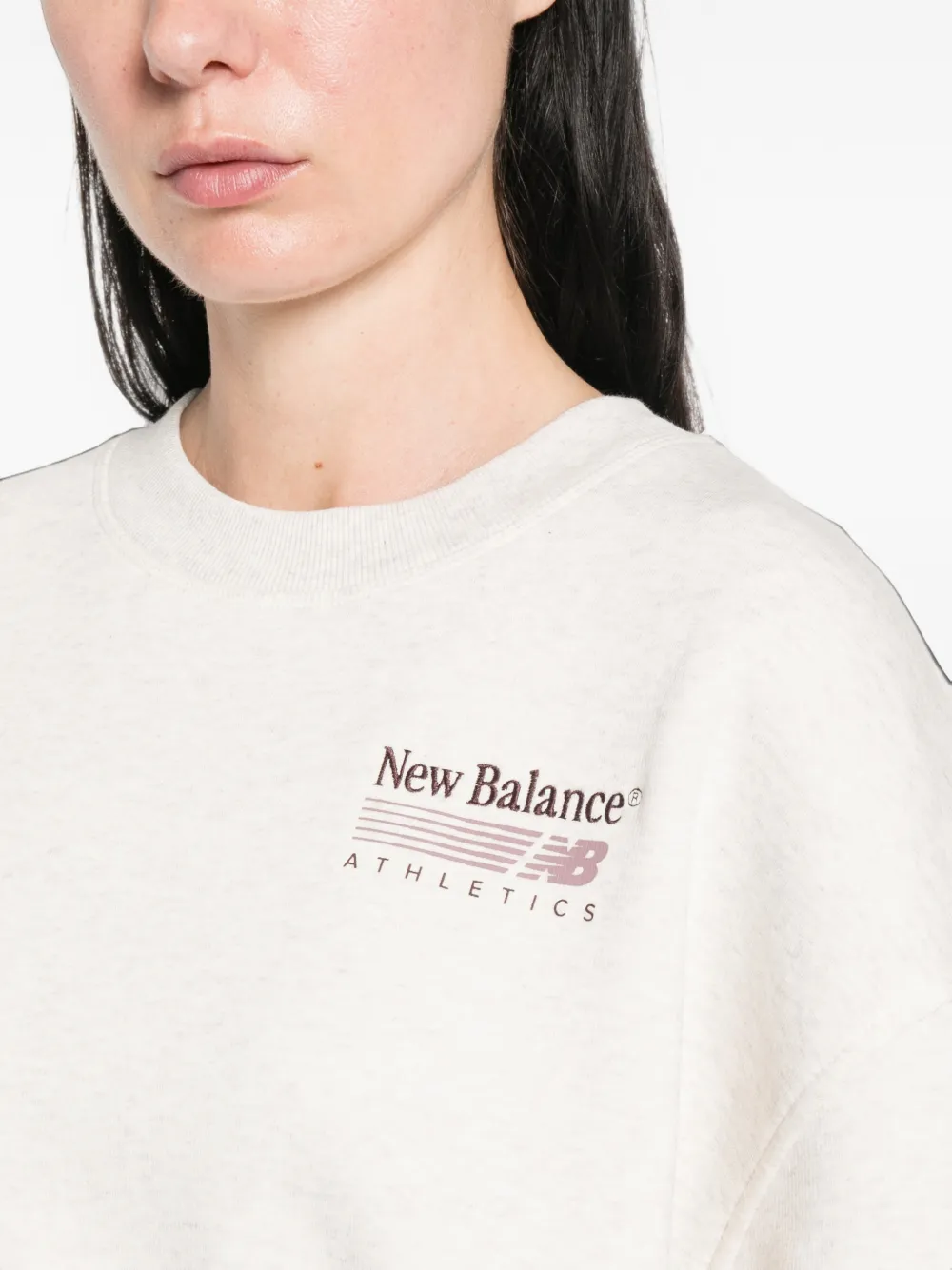 New Balance logo-print cropped sweater Beige