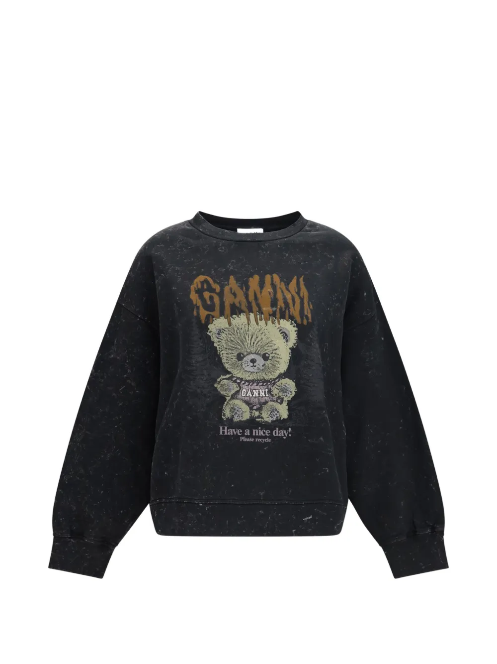 GANNI Isoli teddy-print cotton sweatshirt - Nero