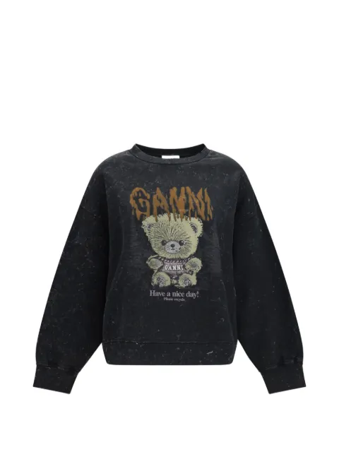 GANNI Isoli teddy-print cotton sweatshirt